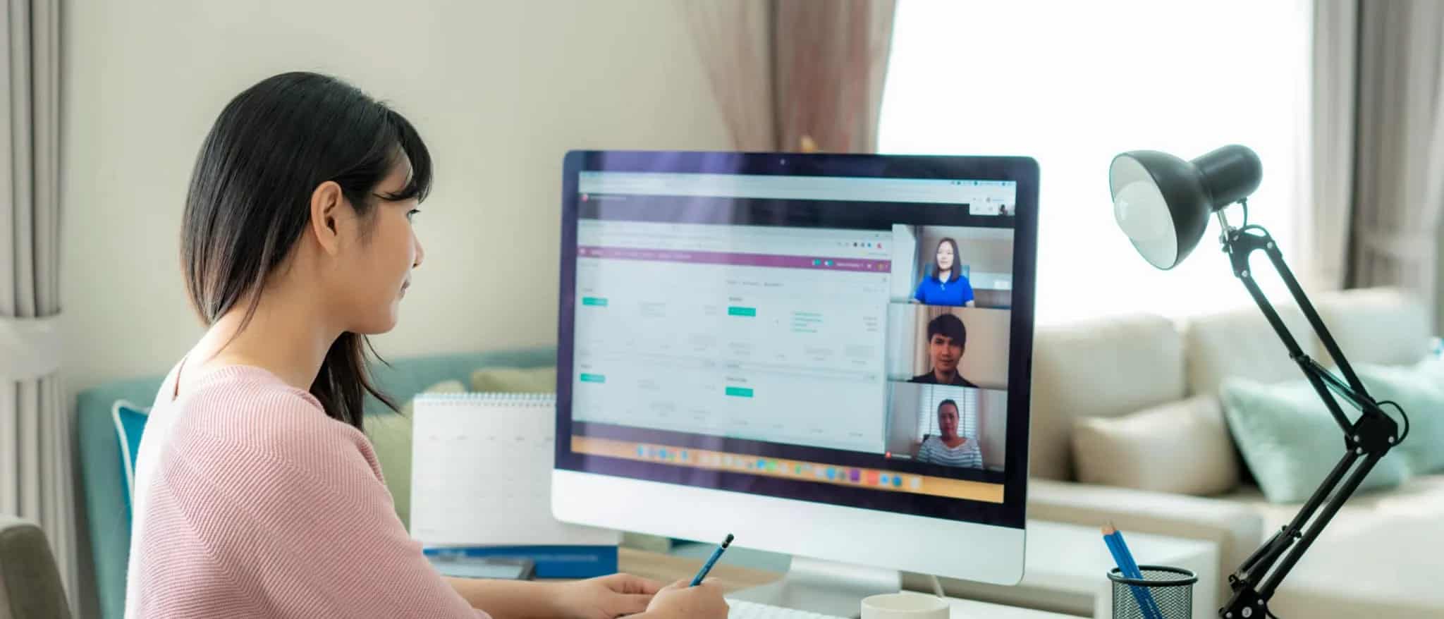 woman working remote from her home