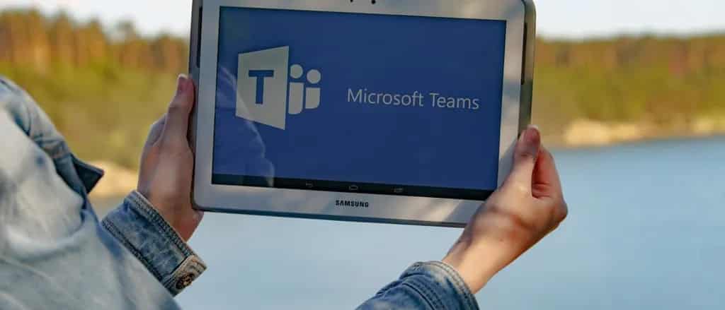 tablet showing Microsoft Teams