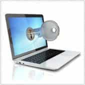 Computer icon showing lock for IT security