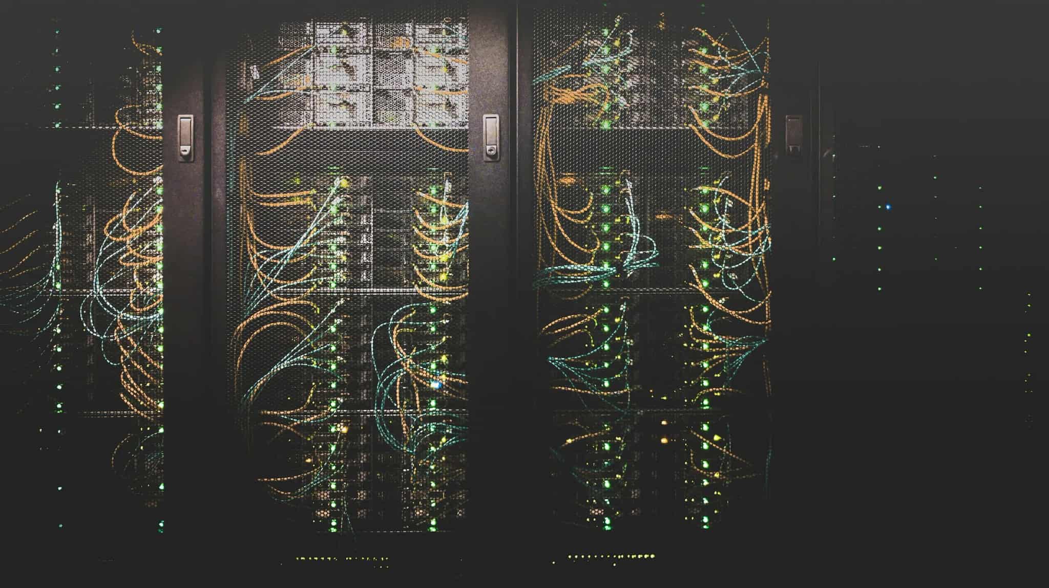 Data center server racks, representing cloud disaster recovery infrastructure