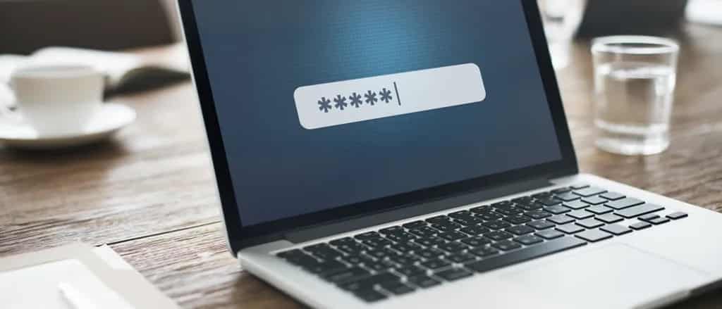 laptop screen showing hidden password as users logs in