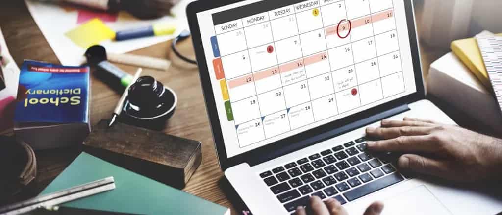 Microsoft calendar on laptop screen