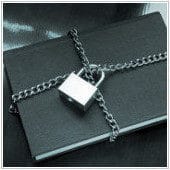 chain and lock on briefcase