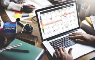Microsoft calendar on laptop screen