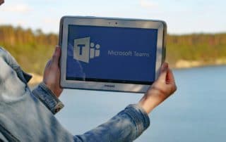 tablet showing Microsoft Teams